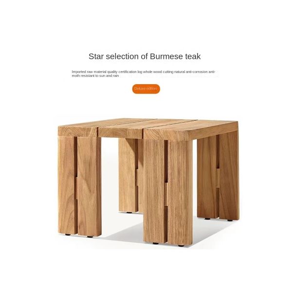 Nordic Morden Teak Wood Garden Sofa And Table Leisure Chair Set Outdoor Furniture