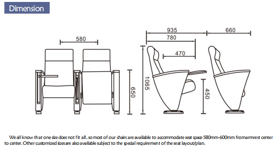 Commercial-Grade Build Theater Seating with Ergonomic Design and 500 lbs Capacity for Auditoriums