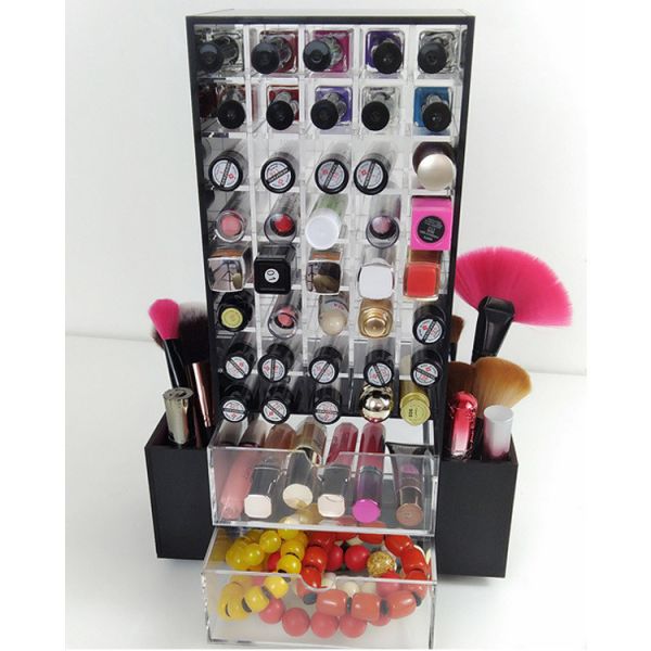 Acrylic Makeup Organizer for Brush Compartment Plexiglass Rotating Lipstick Display