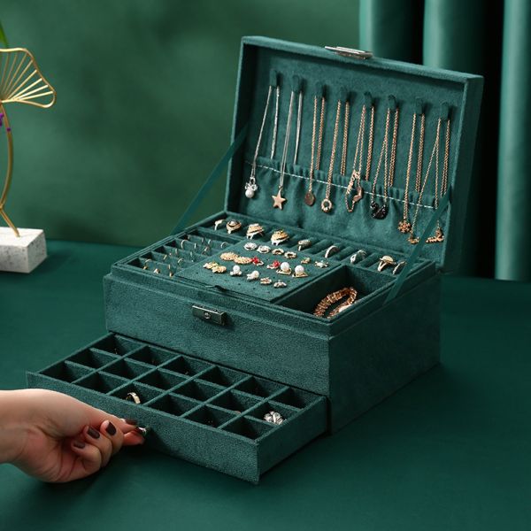 Ручной работы бархатный деревянный ювелирный ящик организатор для ожерелья серёжка кольцо браслет
