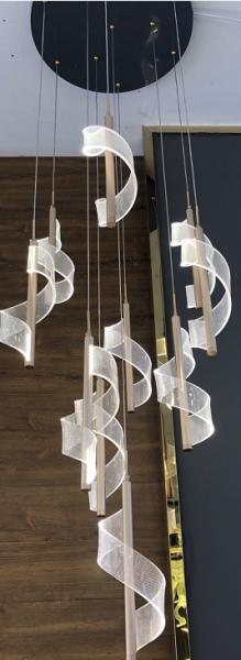Modern Staircase Giant Spiral Chandeliers Hotel Rotating Chandelier Duplex Loft Stairs Led Pendant Light