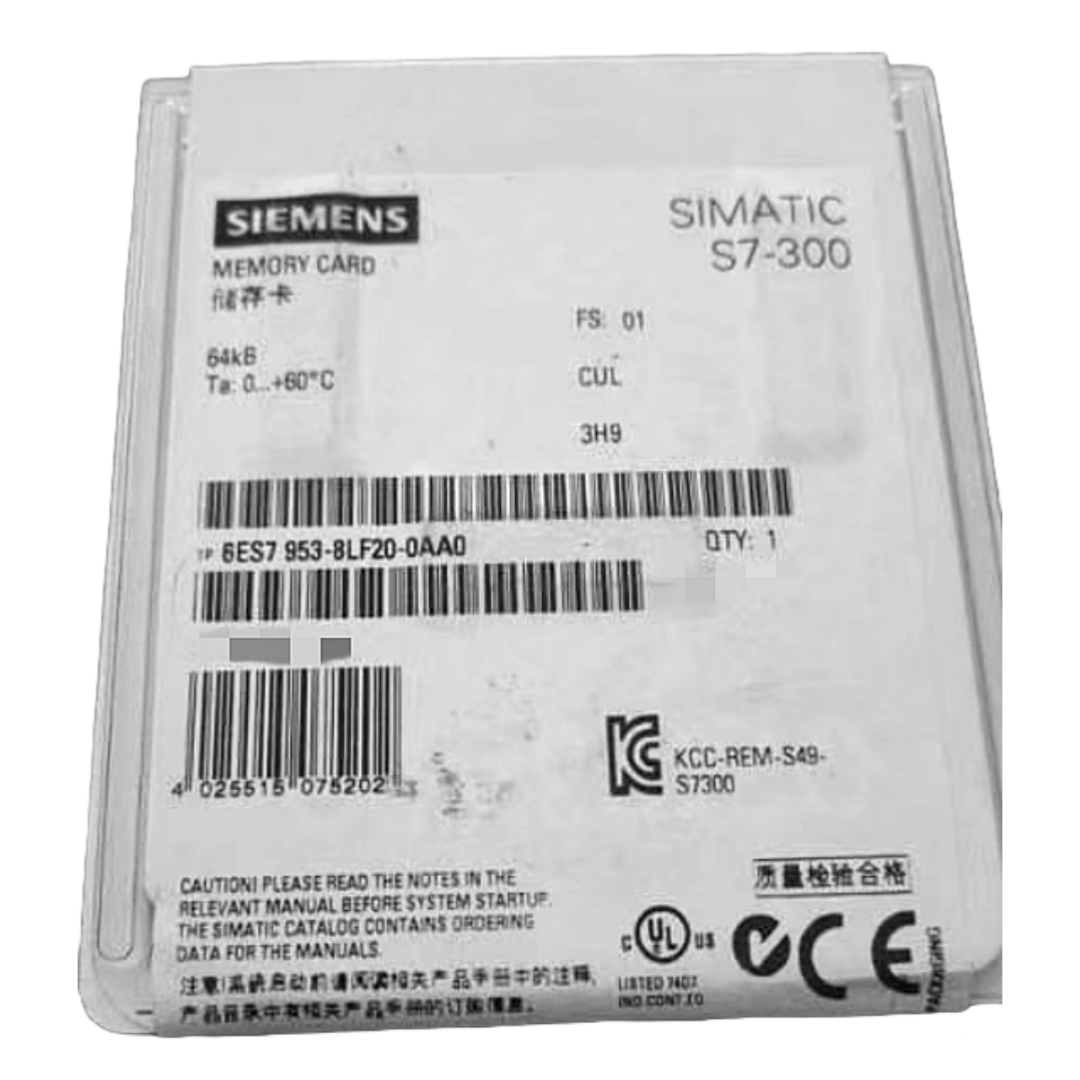 SIMENS 6ES7953-8LF20-0AA0 S7 CARTA DE MEMÓRIA MICRO PARA S7-300/C7/ET 200, 3, 3V NFLASH, 64 KB