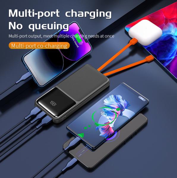 Compacto Construído em Cable Power Bank Branco Power Bank portátil Proteção contra sobrecarga
