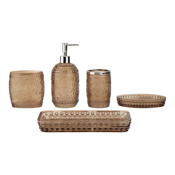 Sea grass and chili round shape with vintage pattern luxury bath accessories glass soap dispenser lotion dispenser