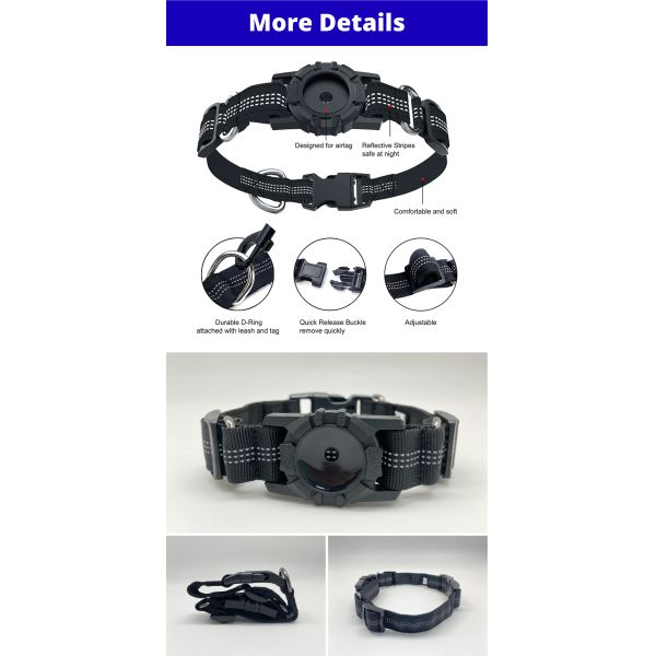 Pet Tracking Collar Nylon Air Tag Dog Collar Holder For Tracking GPS