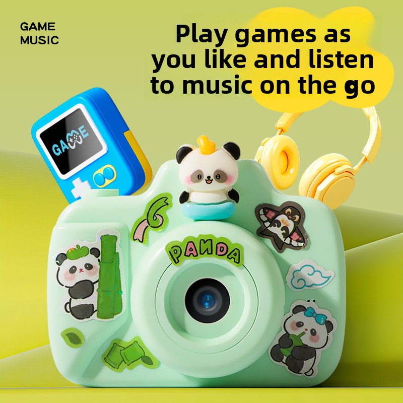 K22 Panda Instant Camera Toy for Children 48MP CMOS Sensor MicroSD Storage One-Click Printing Plastic Body Gift for Boys