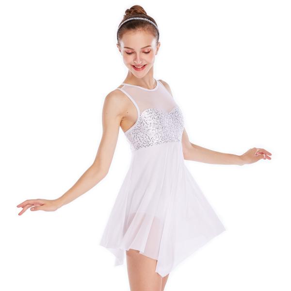 Lyrical Ballet Dance Costumes Teal Magenta Confetti Sequin Bodice Dress