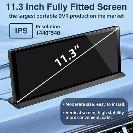 Nouveau 11,3 pouces UHD 4K WIFI Dashcam sans fil Carplay Android Auto Vue arrière DVR de voiture GPS Vidéo de vision nocturne Enregistreur Black Box