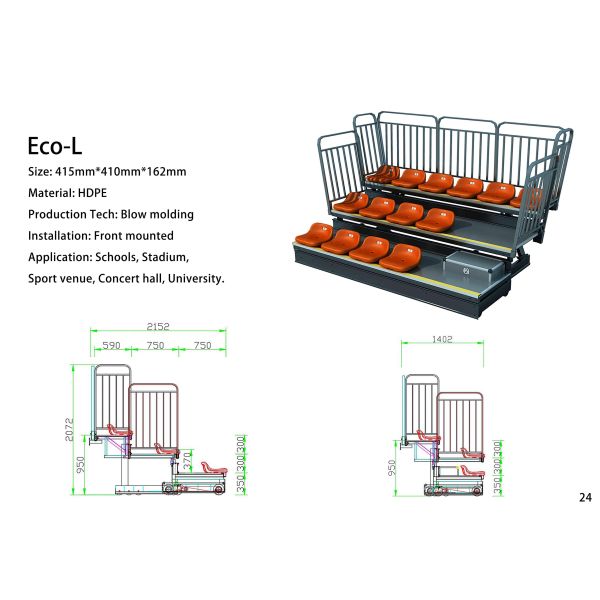 Customized Size Retractable Bleacher Seating with Integrated Writing Board and 5-Year Warranty