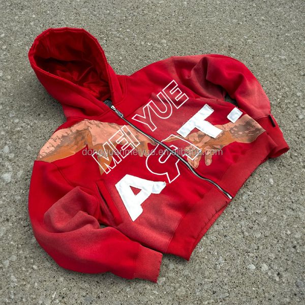 Camiseta con sudadera de desafío con cierre de cerradura con chaqueta de lavado con ácido hombre vintage con doble capa de ropa callejera con sudadera