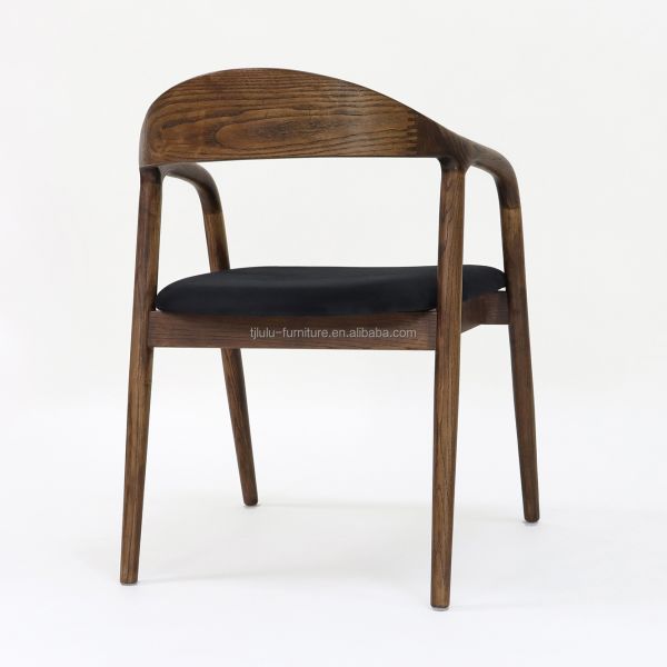 Simple Wooden Armchair Fabric Lounge Restaurant Nordic Wooden Dining Coffee Tea Leisure Chairs Solid Wood Dining Chair OEM/ODM