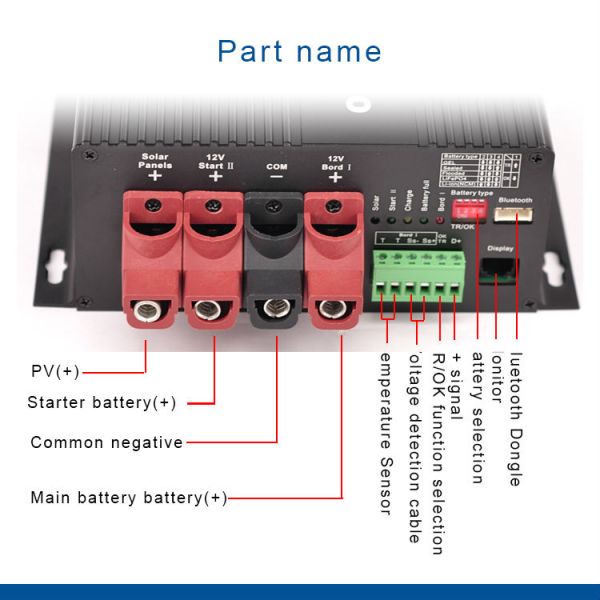 Operación solar entrada dual de Bluetooth Free APP B2B del regulador de la carga de la batería solar de DC