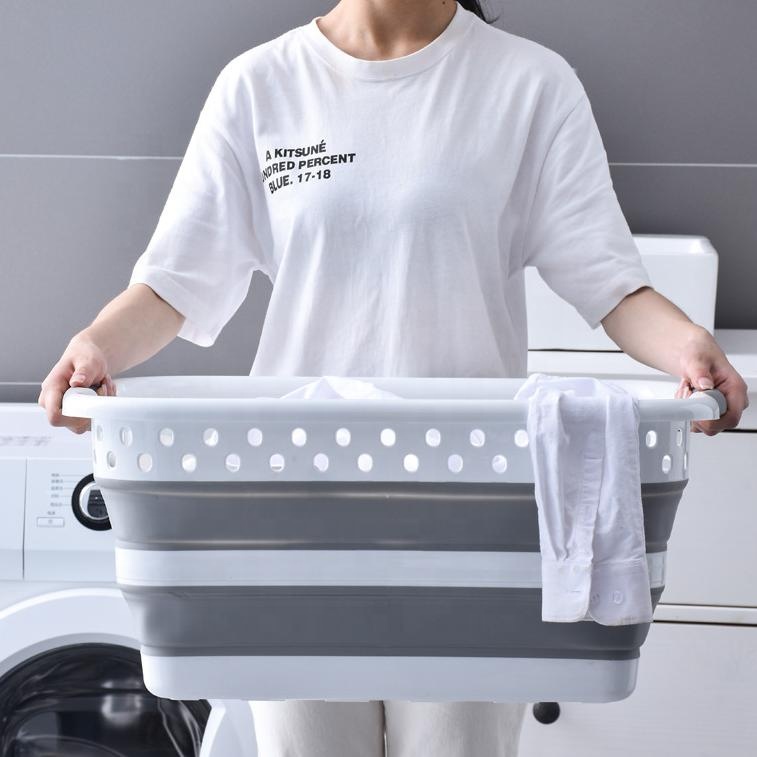Portable Foldable PP Material Laundry Basket Household Storage and Toilet Sundries Storage Basket