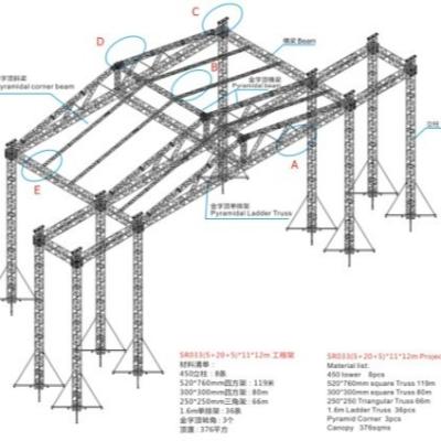 Large Aluminum Stage Roof Truss For Live Events And Music Festival
