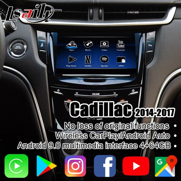 Interfaz video de las multimedias 4GB para ATS XTS SRX de Cadillac con CarPlay inalámbrico, Google Map, Waze, PX6 RK3399