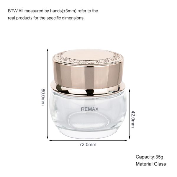 35g Bouteille de crème vide en verre transparent Bouteilles cosmétiques à double paroi Pour les cosmétiques de soins de la peau