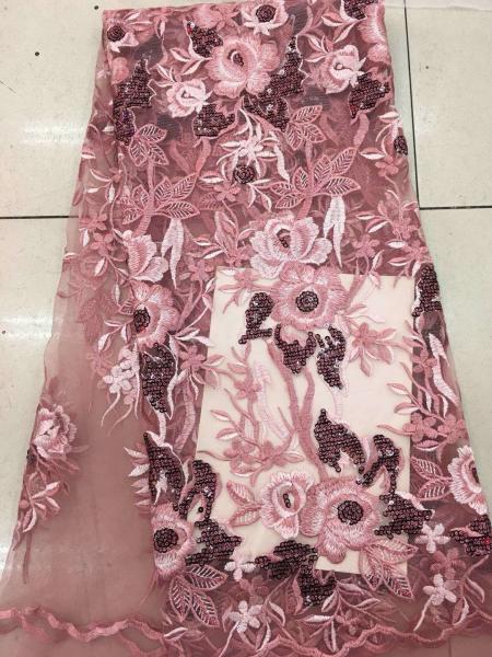 Gold Silver Sequin Fabric , Multi Colored Embroidered Floral Dress Lace Fabric For Gown