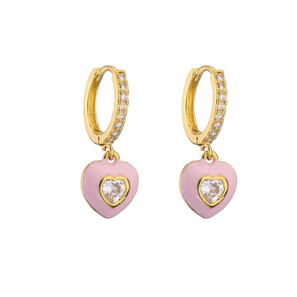 Серьги циркона красочного сердца ювелирных изделий DIY золота 18K привесные
