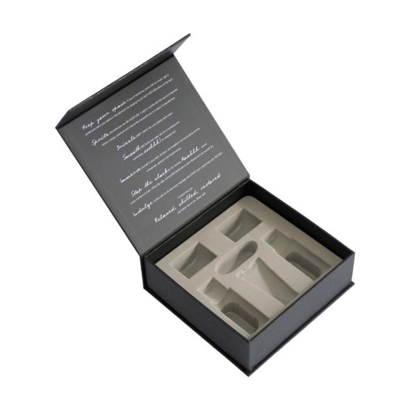 OEM  Black UV Coating Hot Stamping Cosmetic Gift Boxes With Insert