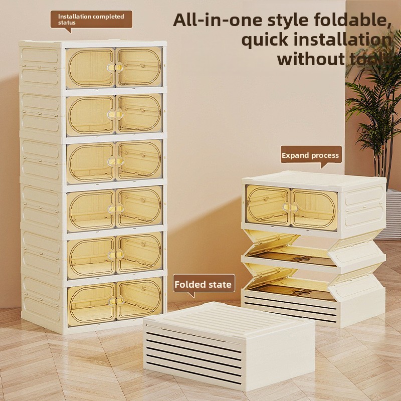 Multifunctional Entryway Shoe Storage Foldable Transparent Acrylic Box Dustproof Minimalist Organizer for Home Clear Shoe Case