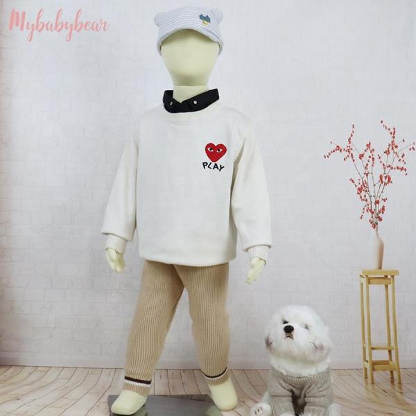 Children's fake-shirt faux shirt Collar neck long sleeve girls full needle Kid Knitted sweater