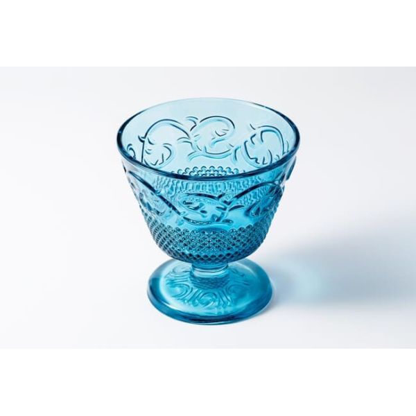 Pressed 8oz Blue Glass Serving Bowls 230ml Colored Mini Glass Trifle Bowls