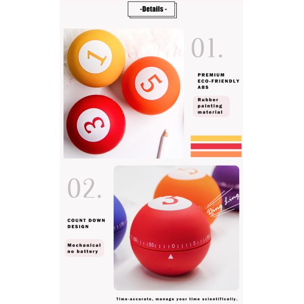 Mini Billiards Cute Kitchen Timer , Kitchen Cooking Timers 10*9cm ABS Material