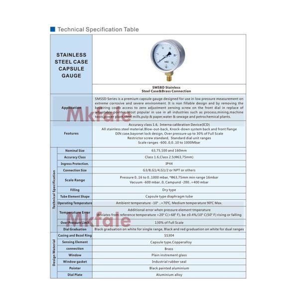 Латунной манометр заполненный жидкостью воды соединения ИП44 63мм 75мм 100мм 160мм