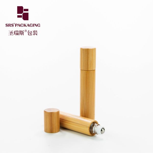 BG(S)-8ML Natural Oraganic Bamboo Cosmetic Container For Herbal Extracts With White Pe Insert Housing With Steel Ball