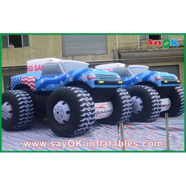 Blue 5M Inflatable Jeep Car 210D Oxford Cloth For Adversting