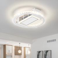 Bladeless 6 Speeds Dimmable Flush Mount Ceiling Fan With Light And Remote