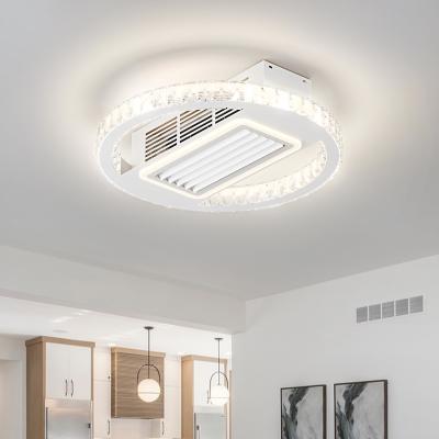 Bladeless 6 Speeds Dimmable Flush Mount Ceiling Fan With Light And Remote