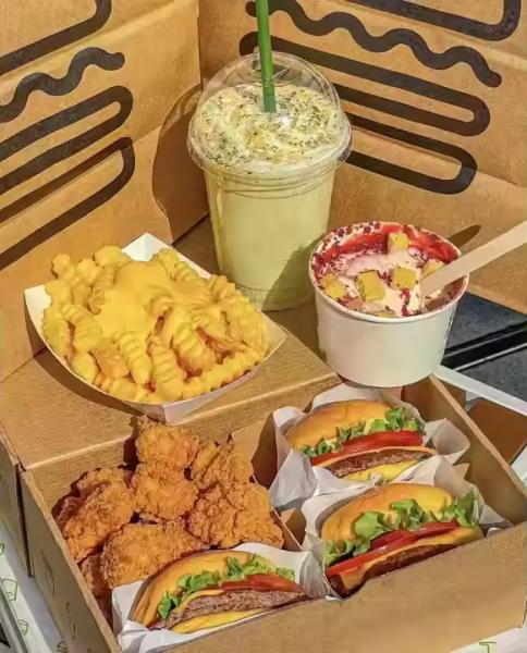 CMYK カラープリント ブルガー フレンチフライとフライドチキン用のクラフト紙の外食箱