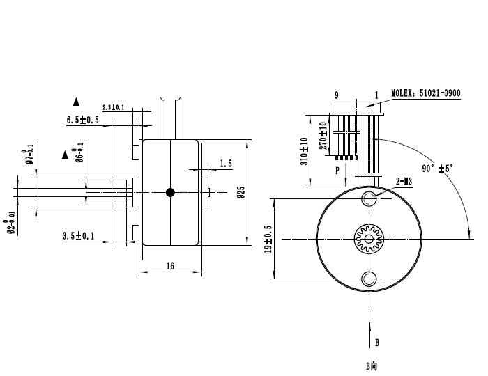 Мотор постоянного магнита stepper мотора промышленный 25mm Китая шагая 2 мотор 25S-024 провода после полудня участка 4 Stepper