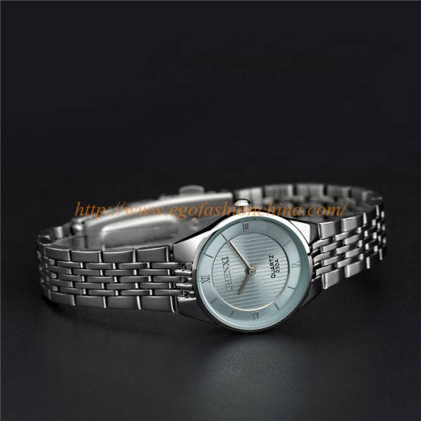 030A Pink Solid Color Watch Stainless Steel Watch Fashion Casual Watch Couple Watch Gift