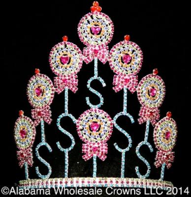 Lollipop tiaras crowns rhinestone cake crystal crowns custom birthday pageant crowns supplier manufactuer pai crown