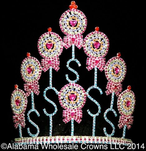 Lollipop tiaras crowns rhinestone cake crystal crowns custom birthday pageant crowns supplier manufactuer pai crown