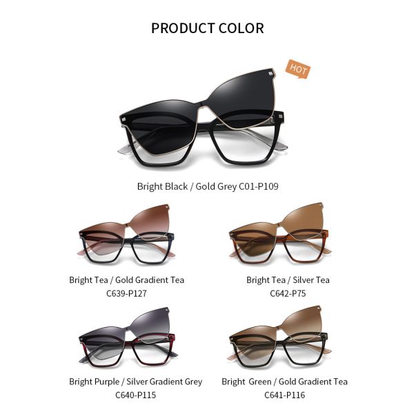 Поляризовыванный миопический магнитный зажим на рамке стекел кота моды женщин солнечных очков