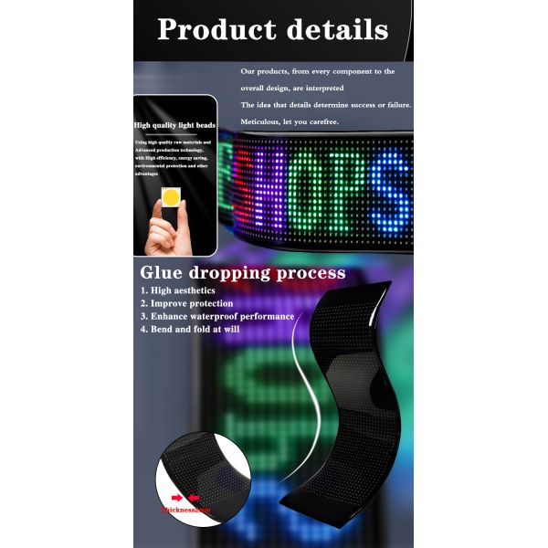 Pixel RGB Led Flexible Display App Bluetooth Автомобильный рекламный экран Автомобильный водонепроницаемый мягкий цифровой экран