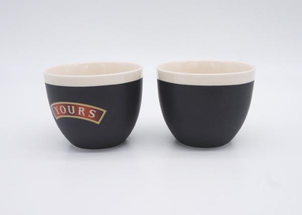 Round Shape Ceramic Candle Holders Cup Wax Holder In Matte Black With Shiny Logo