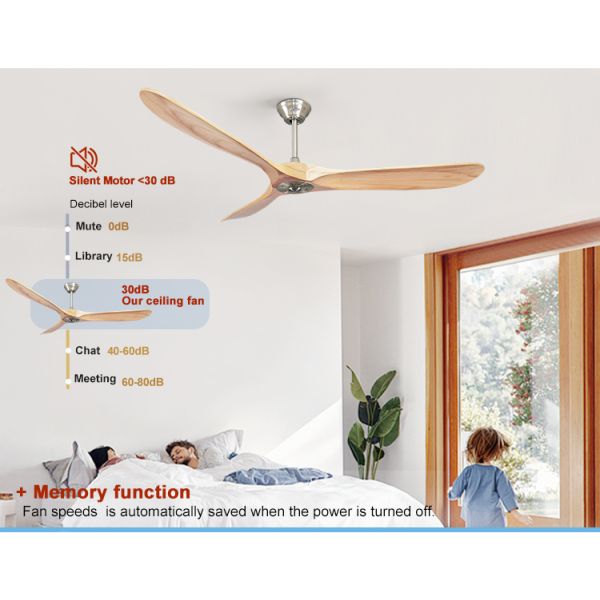 Ventilador de teto de 60 polegadas com controle remoto e vento natural