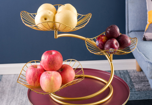 Powder Coated Anti Corrosion 0.8KG Steel Fruit Basket Three Storey