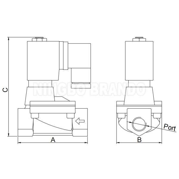 Dimension-LOGO SHAKO Type Brass valve PU225A-06 2/2 Normally Closed Solenoid Valve PU225A Series
