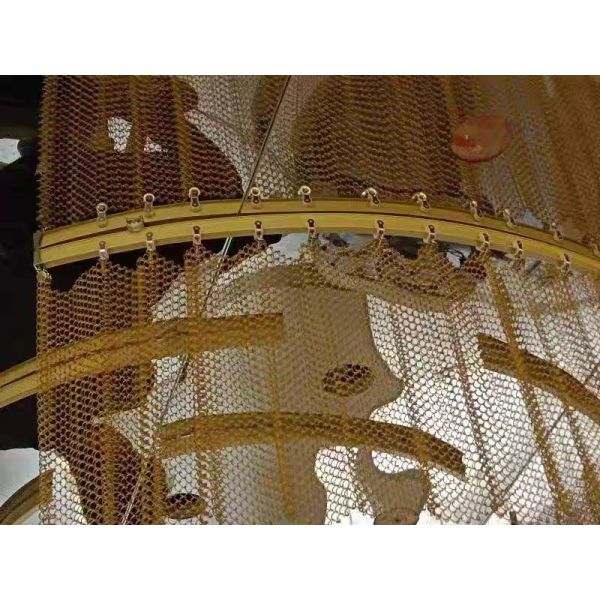 Aluminium Chain Link Metal Mesh Curtain Copper Color For Hotel Decoration