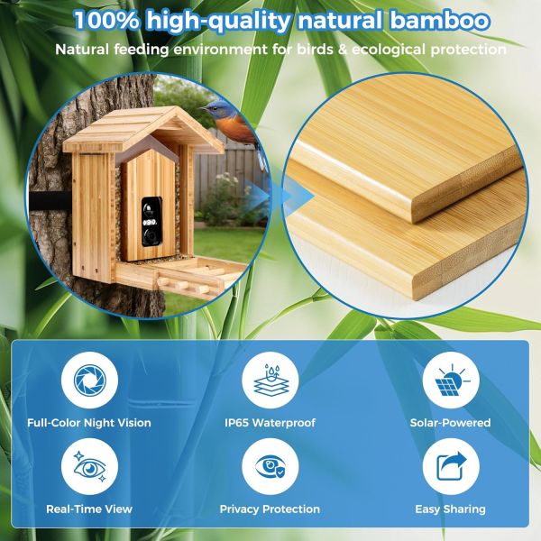 BAMBOO  WOODEN SMART BIRD FEEDER