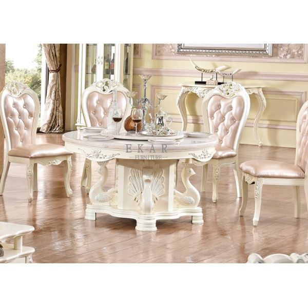 dining room furniture wood round marble top dining table
