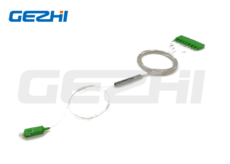 1x8 Fiber Optic PLC Splitter Blockness Stainless Steel Tube G657A1 SC/APC Connector In GEPON, FTTH