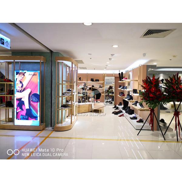 Metal Halide Shoe Display Racks For Shop 20mm Thick MDF Baking Paint Finished