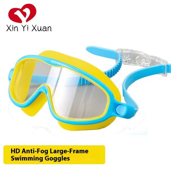 Children's swimming goggles OEM customized large-frame silicone waterproof and anti-fog swimming glasses cross-border, high-definition for both men and women, new model swimming goggles