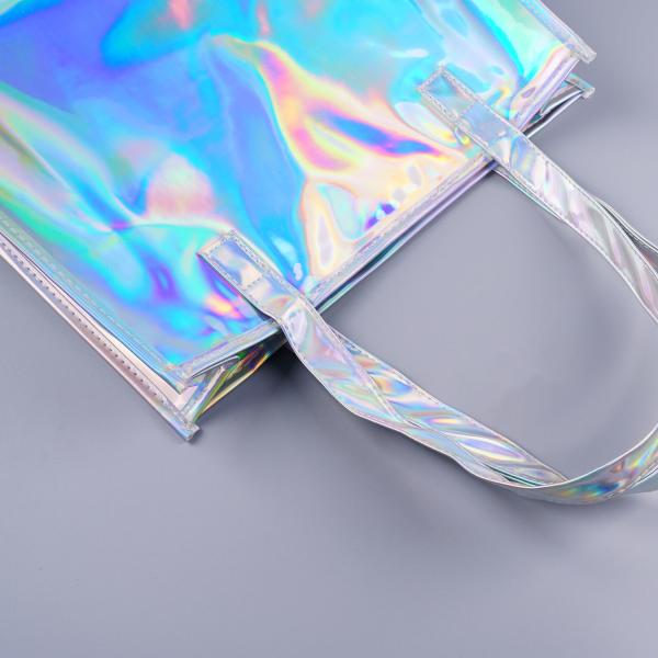 Hot Sale Gift Custom Color Logo Foldable Transparent Waterproof Holographic Shopping Clear TotePvc Tote Waterproof Transparent Shoulder Jelly Custom Pvc Shopping Holographic Bag Clear Laser Handbag